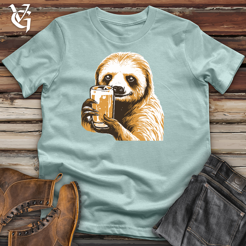 Viking Goods Sloth Drinking Cotton Tee Dusty Blue / L