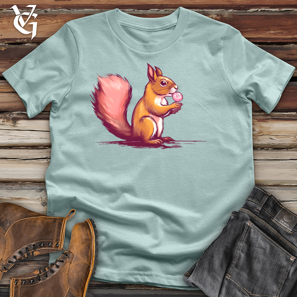 Viking Goods Squirrel Blowing Bubbles with Bubble Gum Cotton Tee Dusty Blue / L