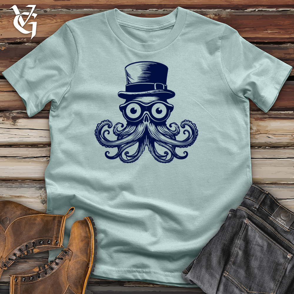 Viking Goods Steampunk Cephalopod Elegance Cotton Tee Dusty Blue / L