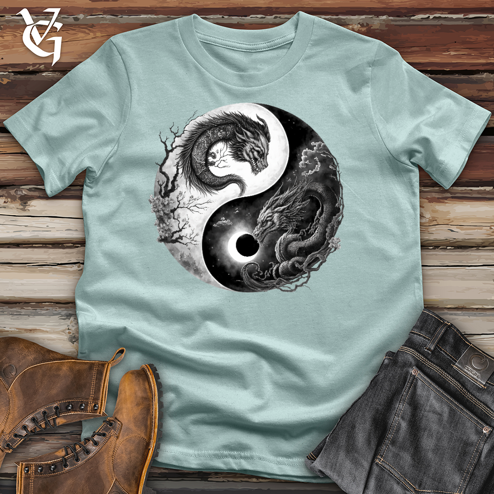 Viking Goods Yin Yang Dragons Cotton Tee Dusty Blue / L