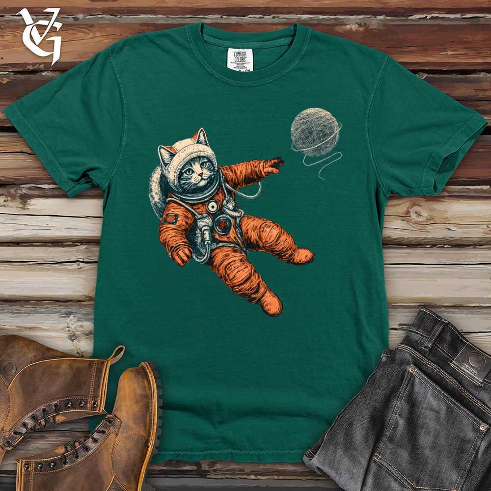 Viking Goods Astronaut Kitty Heavy Cotton Comfort Colors Tee Emerald / L