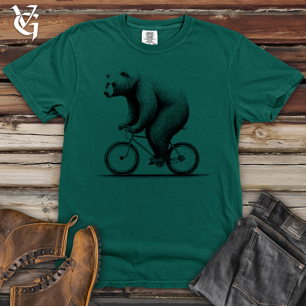 Viking Goods Bear Riding Bike Heavy Cotton Comfort Colors Tee Emerald / L