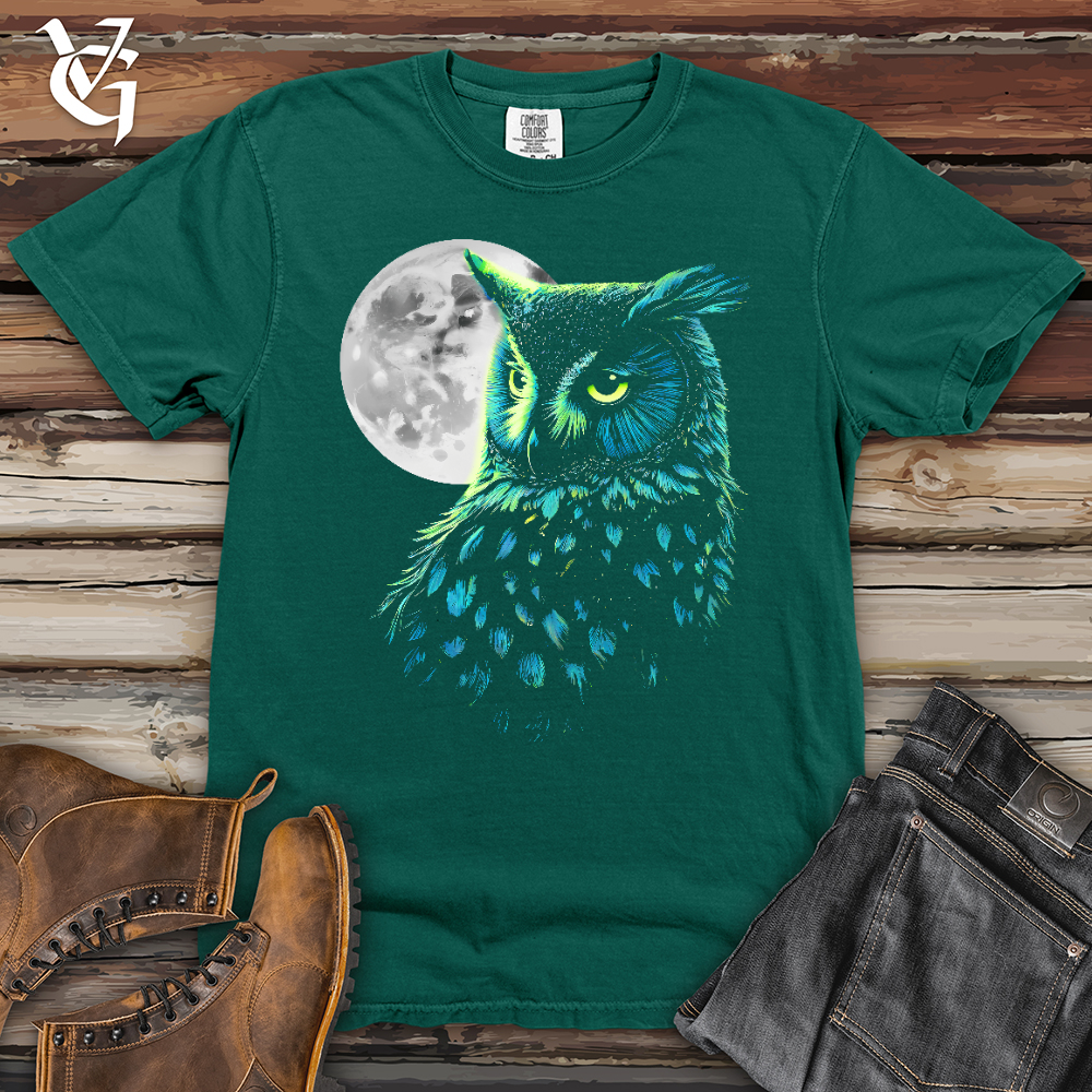 Viking Goods Cosmic Moon Owl Heavy Cotton Comfort Colors Tee Emerald / L
