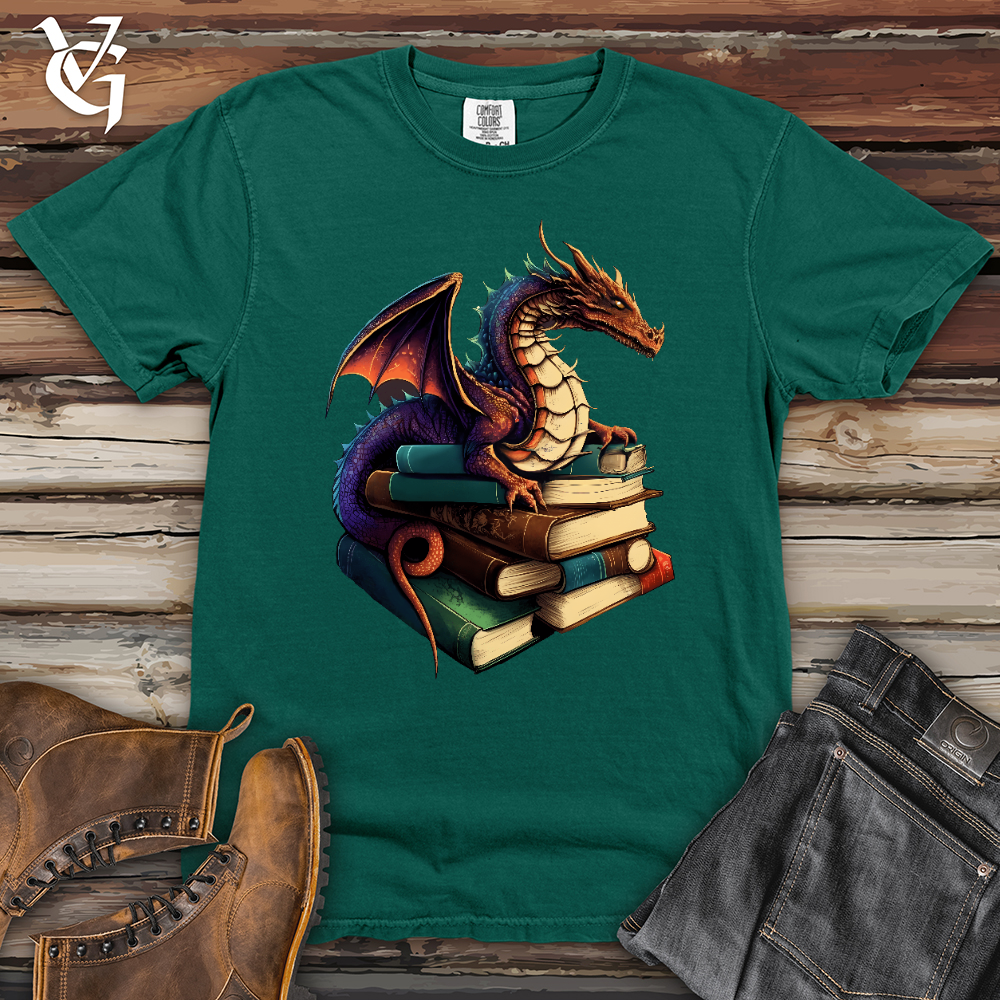 Viking Goods Dragon Book Hoarder Heavy Cotton Comfort Colors Tee Emerald / L