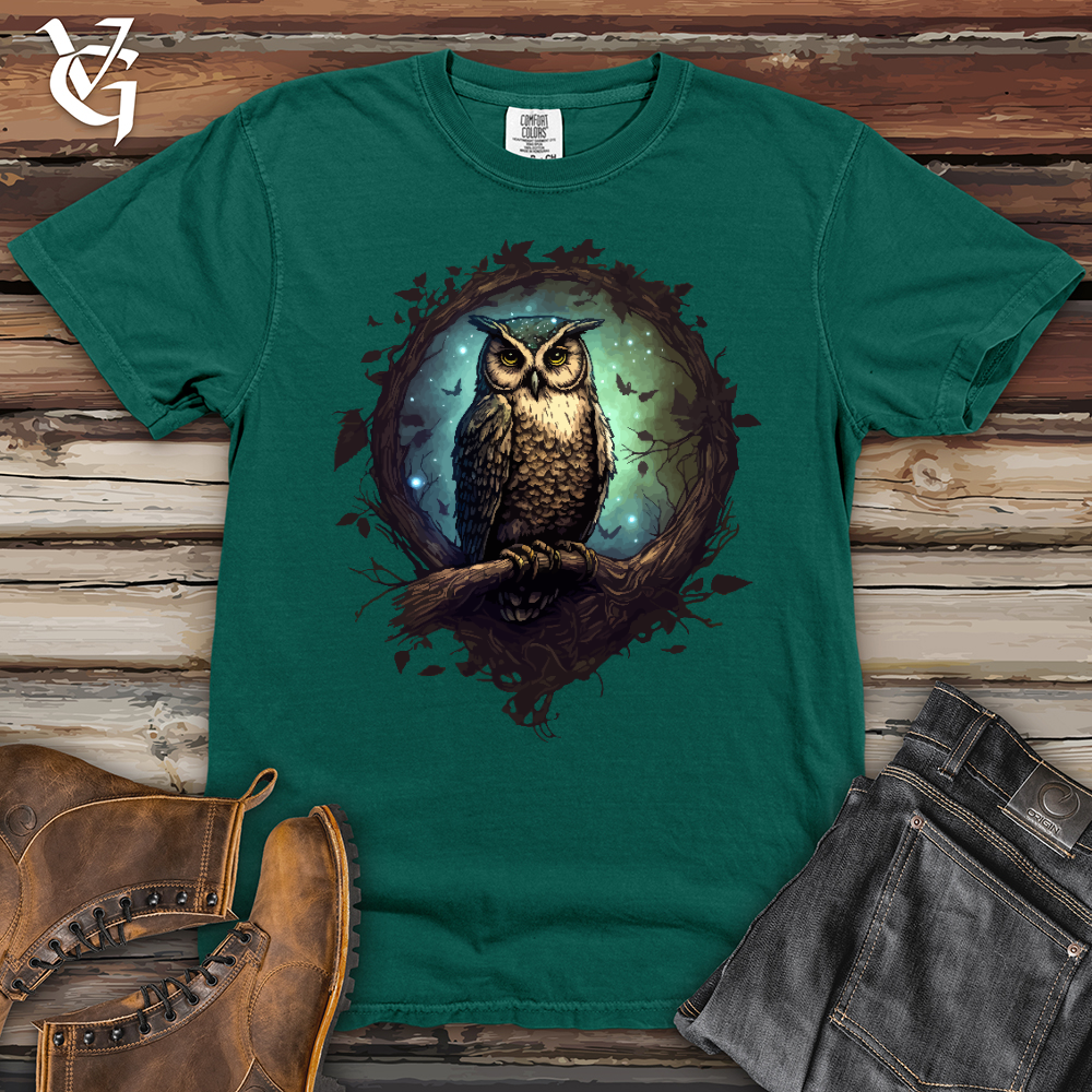 Viking Goods Owl Cosmic Dust Heavy Cotton Comfort Colors Tee Emerald / L