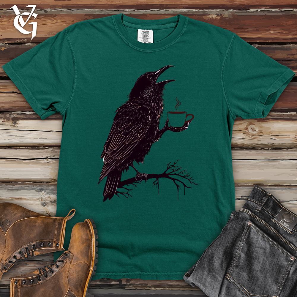 Viking Goods Raven Coffee Art Heavy Cotton Comfort Colors Tee Emerald / L