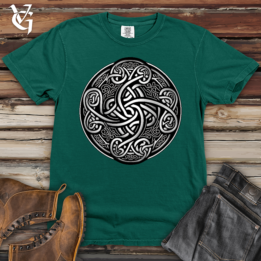 Viking Goods Silver Celtic Knot Heavy Cotton Comfort Colors Tee Emerald / L