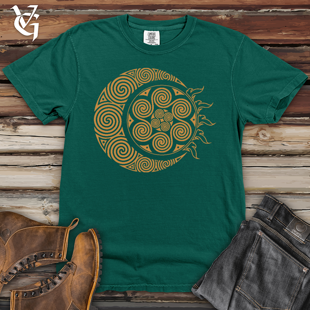 Viking Goods Spiral Celtic Moon Heavy Cotton Comfort Colors Tee Emerald / L