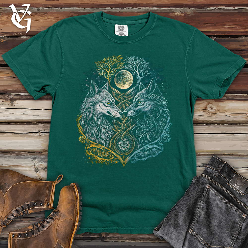 Viking Goods Two Wolf Heavy Cotton Comfort Colors Tee Emerald / L