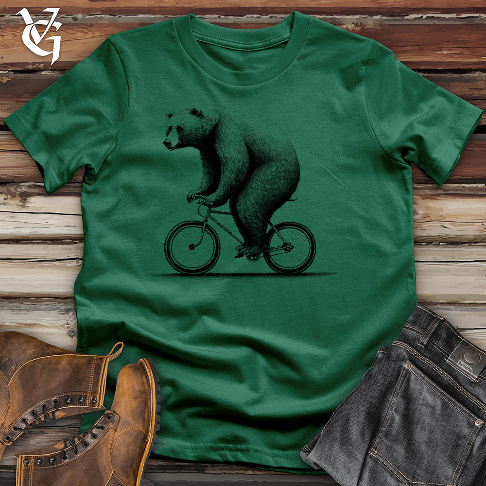 Viking Goods Bear Riding Bike Cotton Tee Evergreen / L