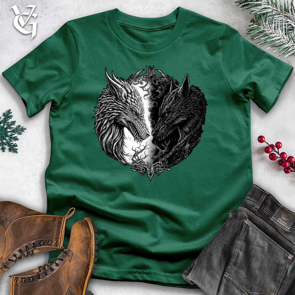 Viking Goods Dragon and Wolf Cotton Tee Evergreen / L