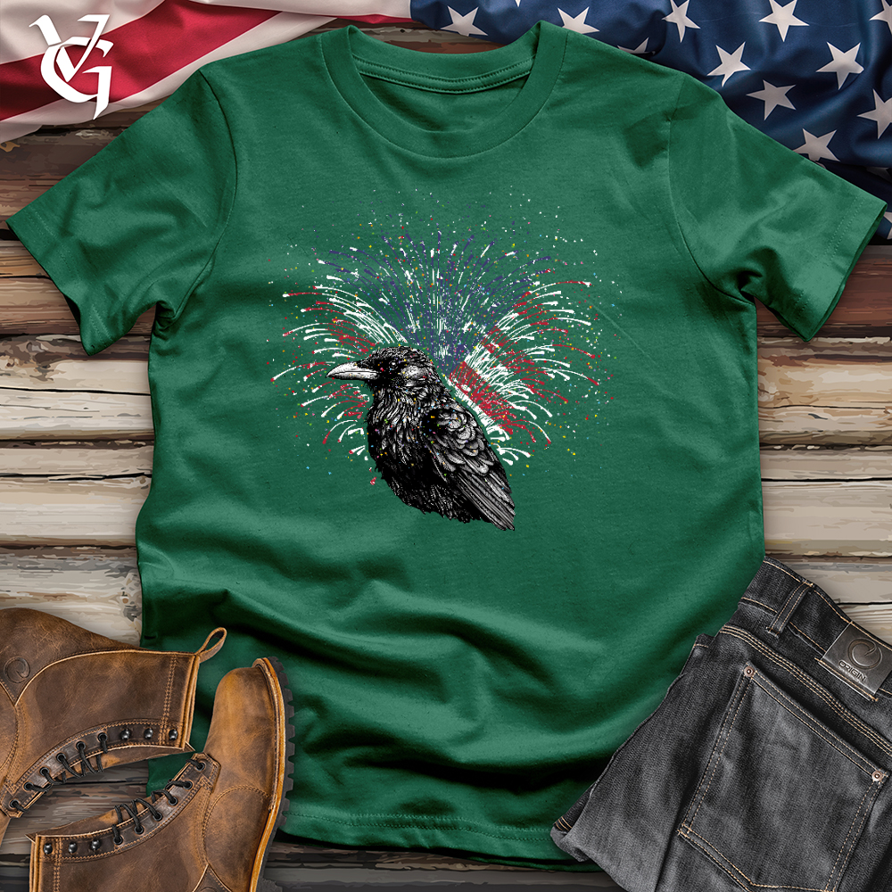 Viking Goods Raven Watching Fireworks Cotton Tee Evergreen / L
