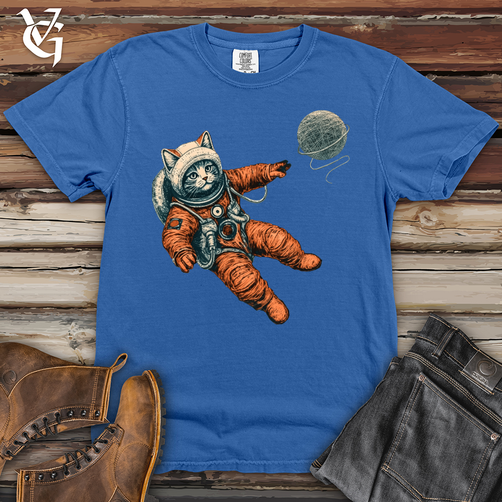 Viking Goods Astronaut Kitty Heavy Cotton Comfort Colors Tee Flo Blue / L