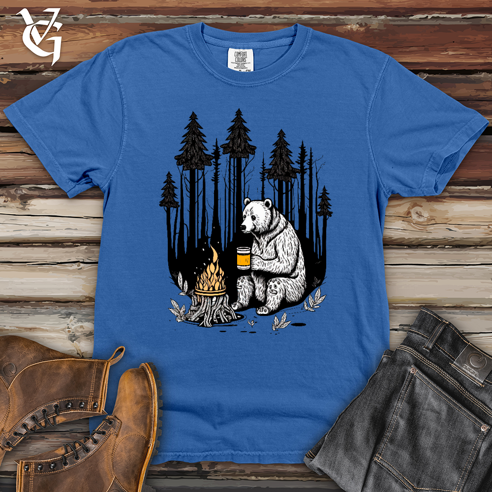 Viking Goods Bear Happy Hour Heavy Cotton Comfort Colors Tee Flo Blue / L