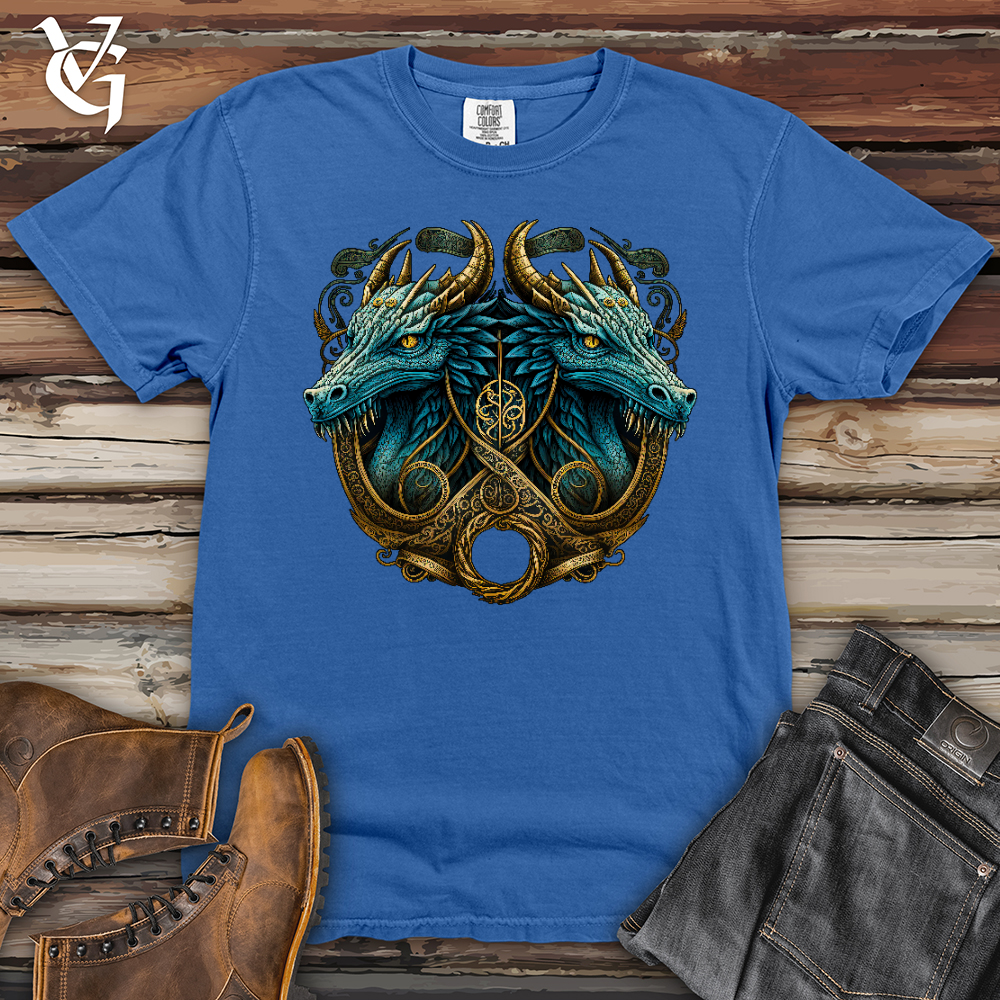 Viking Goods Dragon Reflection Heavy Cotton Comfort Colors Tee Flo Blue / L