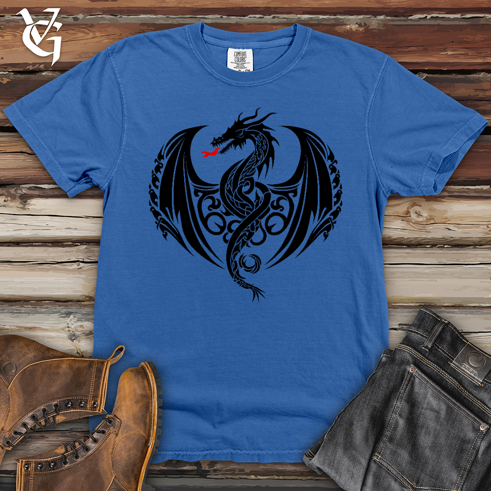 Viking Goods Fire Breathing Dragon Heavy Cotton Comfort Colors Tee Flo Blue / L