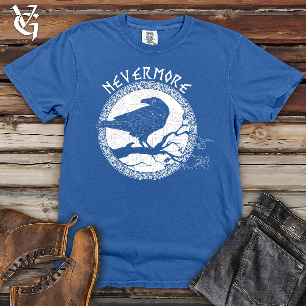 Viking Goods Nevermore White Winter Raven Heavy Cotton Comfort Colors Tee Flo Blue / L