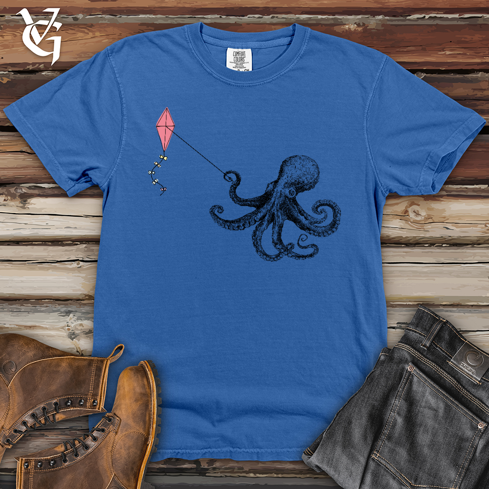 Viking Goods Octopus Flying Kyte Heavy Cotton Comfort Colors Tee Flo Blue / L