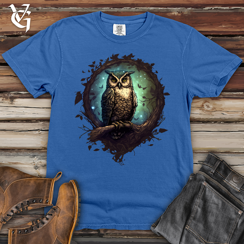 Viking Goods Owl Cosmic Dust Heavy Cotton Comfort Colors Tee Flo Blue / L