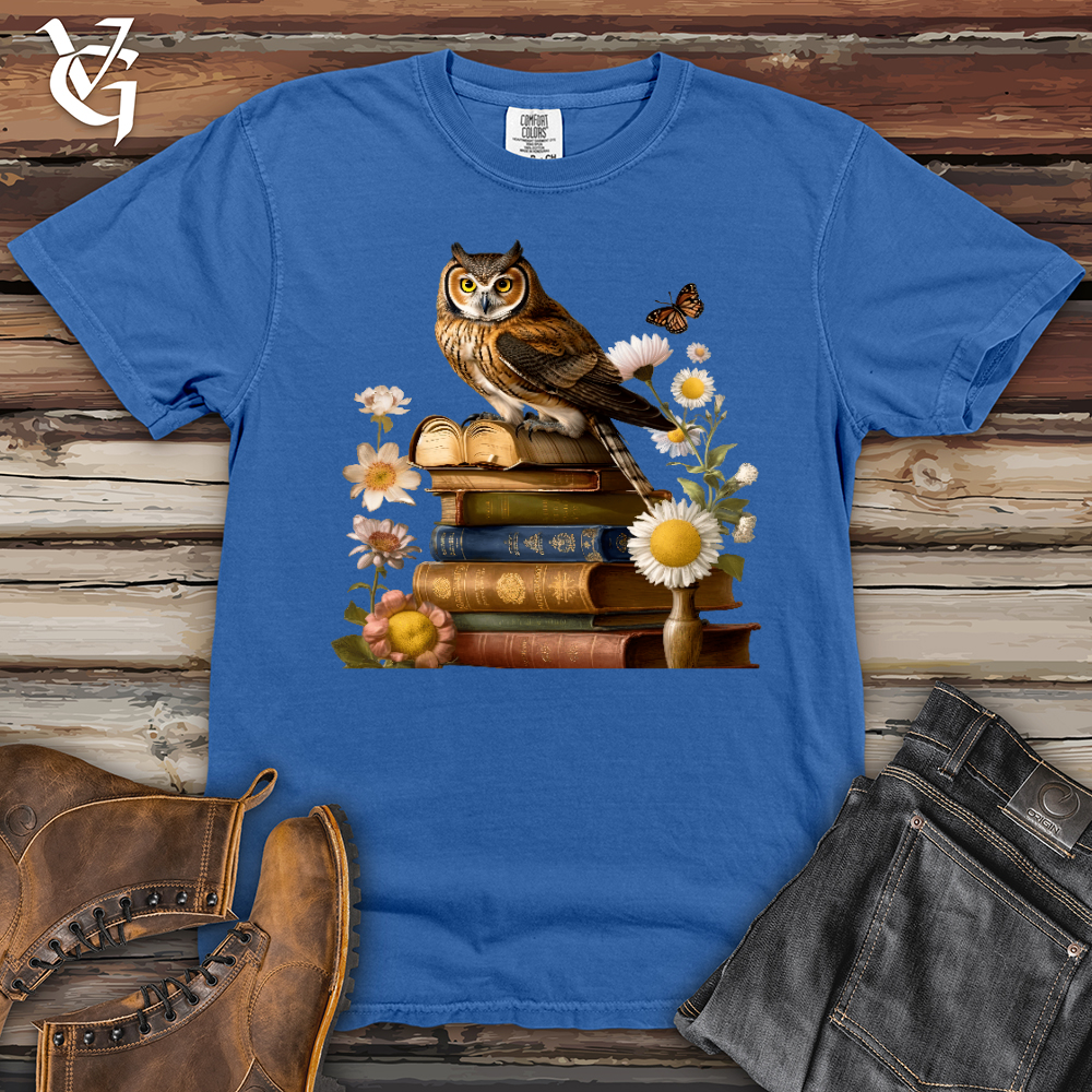 Viking Goods Owl Wisdom Heavy Cotton Comfort Colors Tee Flo Blue / L