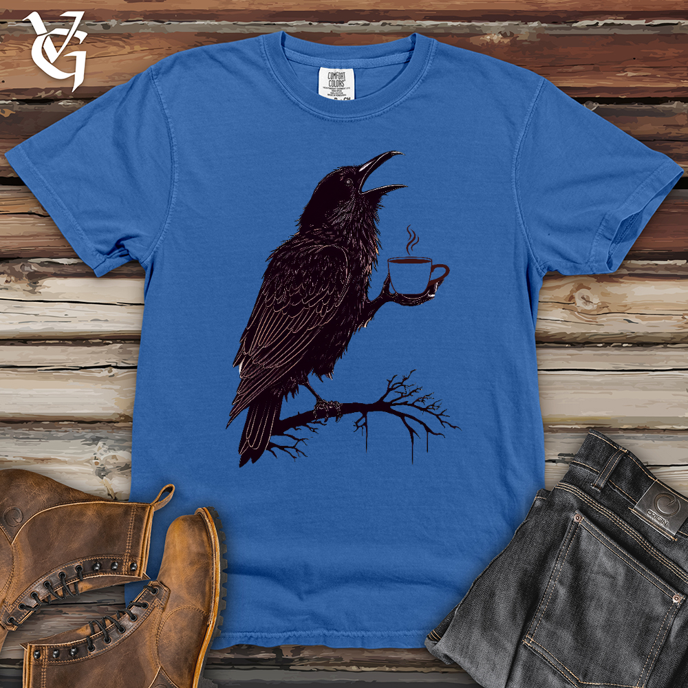 Viking Goods Raven Coffee Art Heavy Cotton Comfort Colors Tee Flo Blue / L