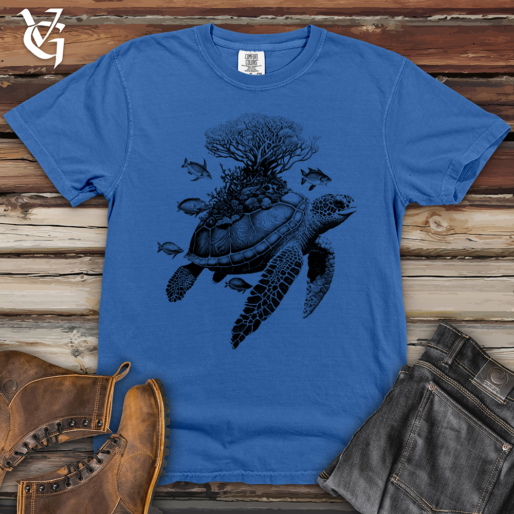 Viking Goods Sea Turtle Heavy Cotton Comfort Colors Tee Flo Blue / L
