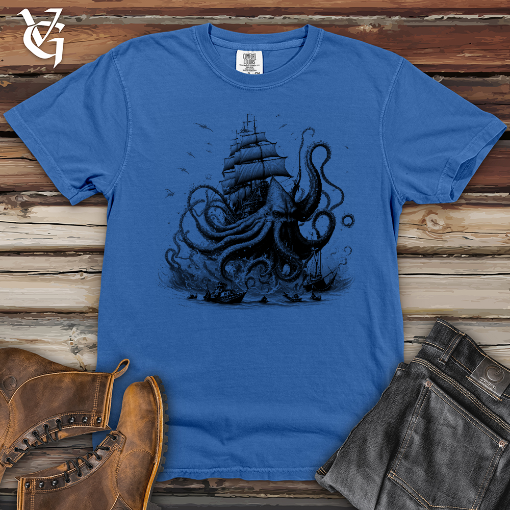 Viking Goods Terror At Sea Heavy Cotton Comfort Colors Tee Flo Blue / L