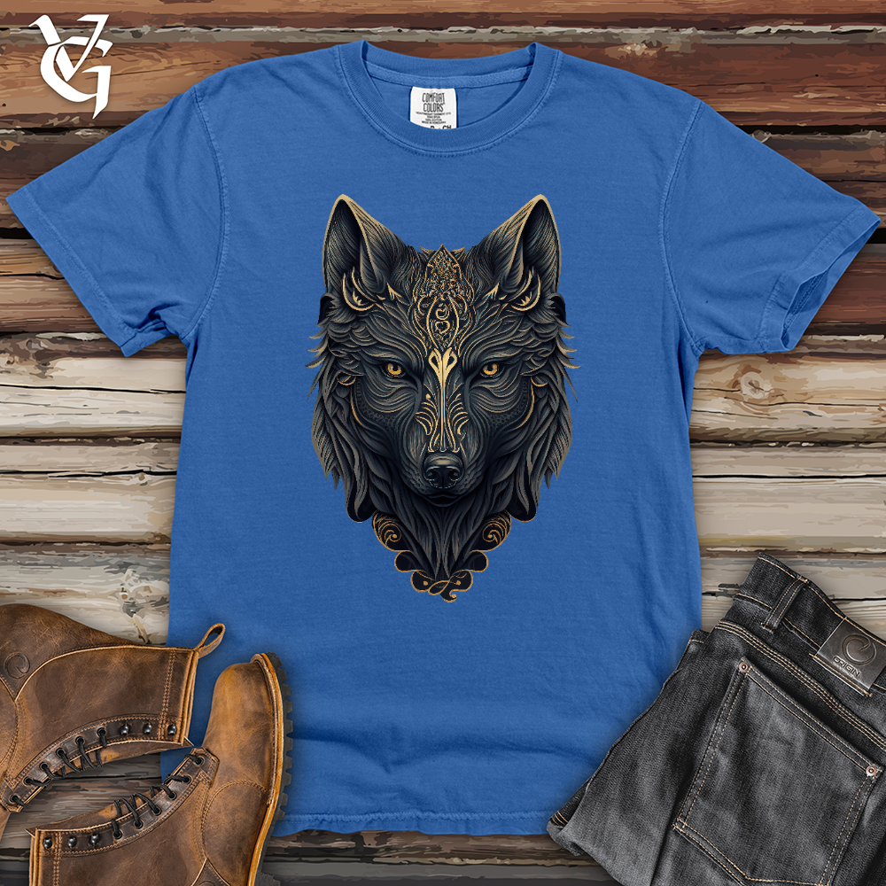 Viking Goods Wolf Head Heavy Cotton Comfort Colors Tee Flo Blue / L