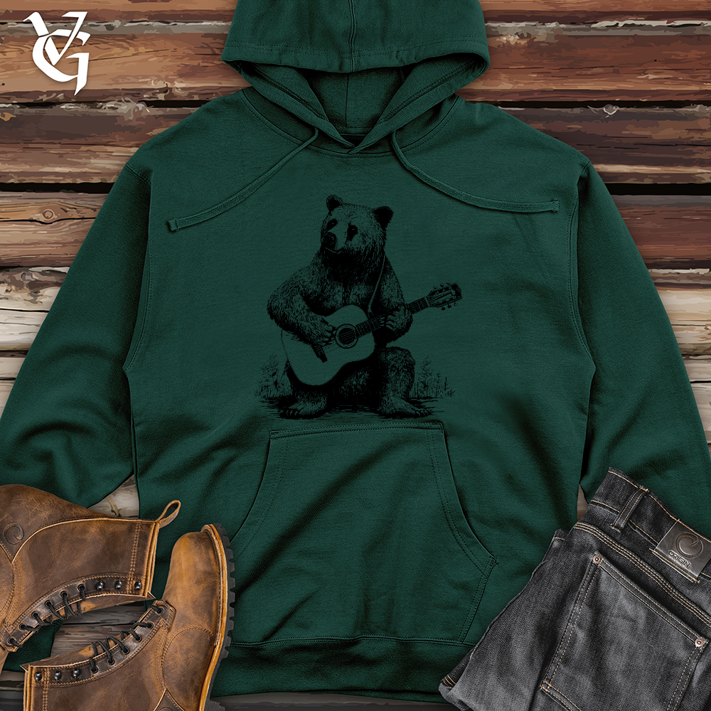Viking Goods Bear Guitarist Midweight Hooded Sweatshirt Forest Green / L