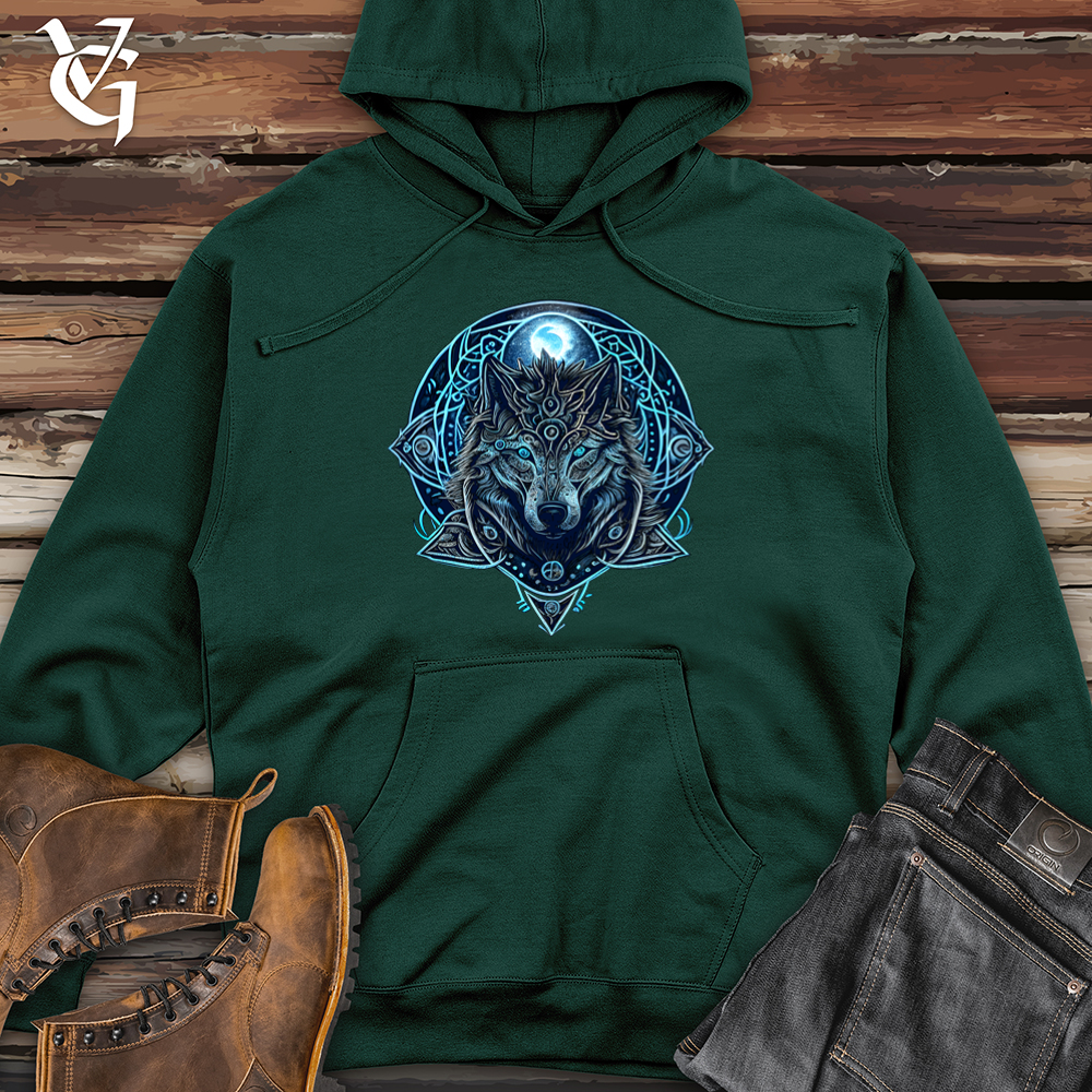Viking Goods Celtic Fenrir Wolf Midweight Hooded Sweatshirt Forest Green / L