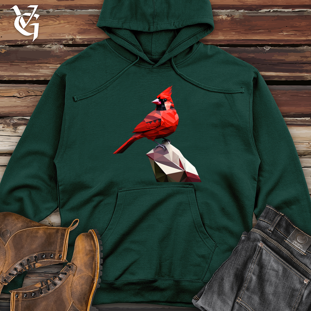 Viking Goods Geometric Cardinal Bird Midweight Hooded Sweatshirt Forest Green / L