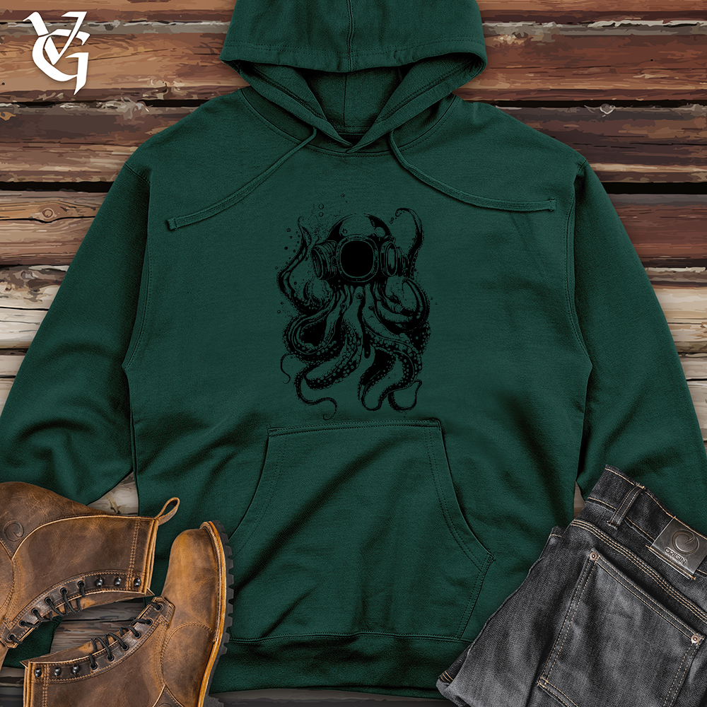 Viking Goods Scuba Octopus Midweight Hooded Sweatshirt Forest Green / L