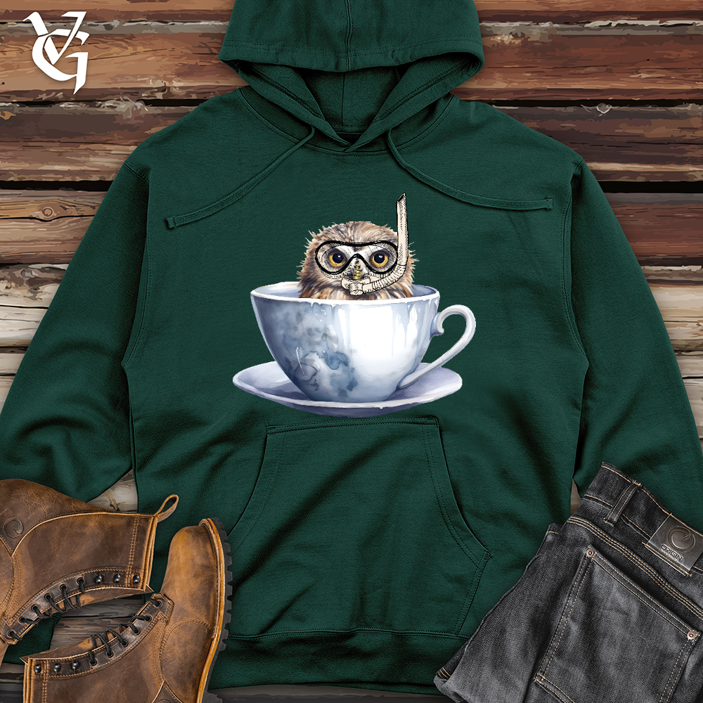 Viking Goods Snorkeling Owl Midweight Hooded Sweatshirt Forest Green / L