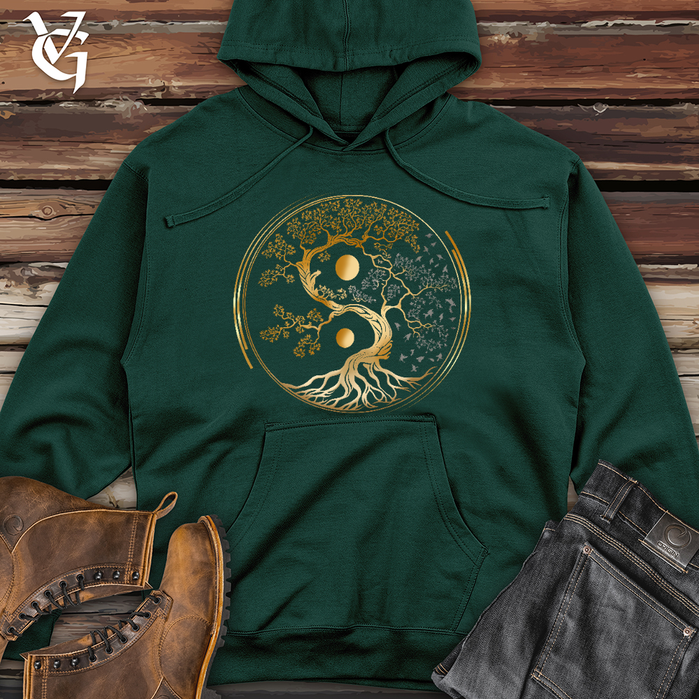 Viking Goods Tree of Life Yin Yang Midweight Hooded Sweatshirt Forest Green / L