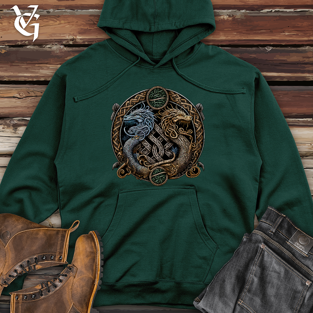 Viking Goods Two Dragons Midweight Hooded Sweatshirt Forest Green / L