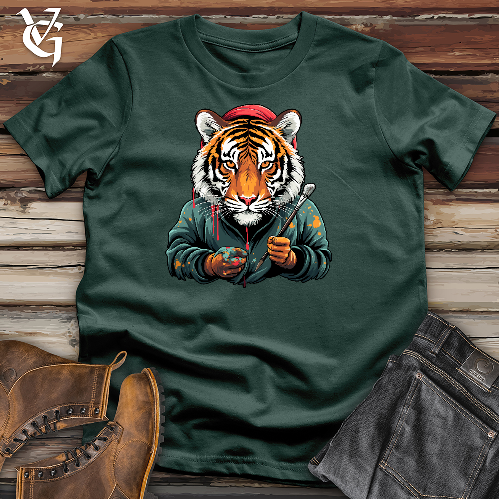Viking Goods A Tiger With Painting Brush Cotton Tee Forest / L
