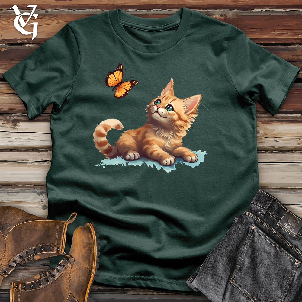 Viking Goods Cat and Butterfly Cotton Tee Forest / L