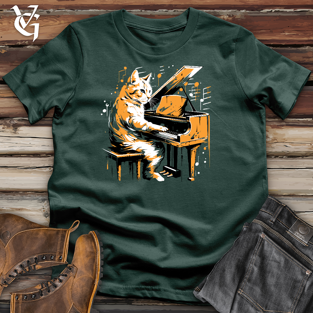 Viking Goods Cat Playing Music Cotton Tee Forest / L