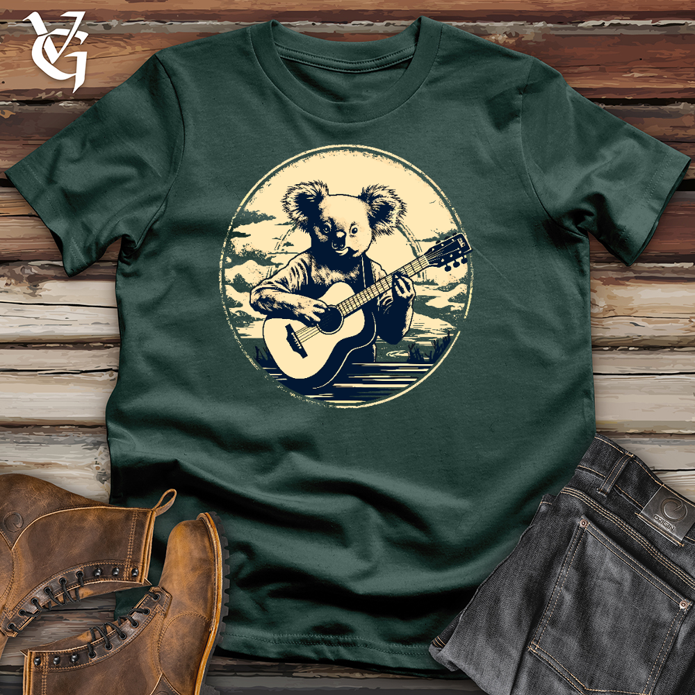 Viking Goods Cute Raccoon Playing Guitar Cotton Tee Forest / L