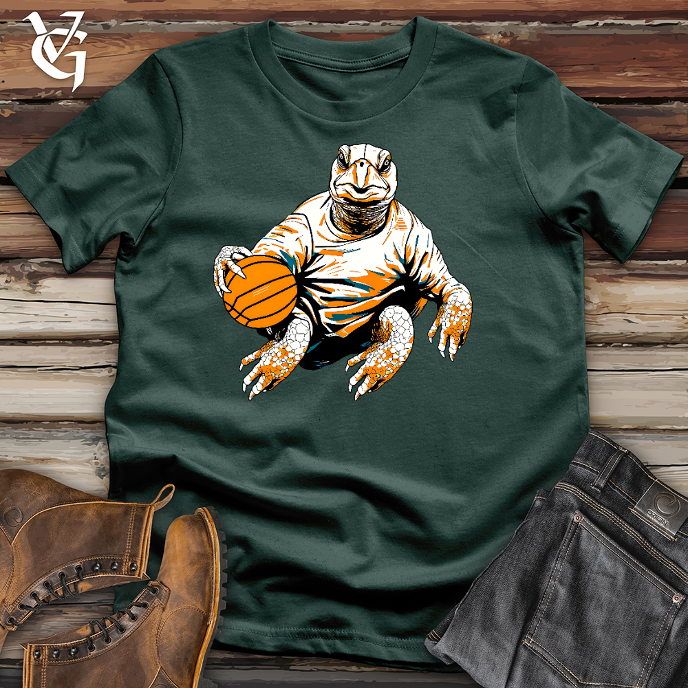 Viking Goods Cute Turtle Holding a Basketball Cotton Tee Forest / L