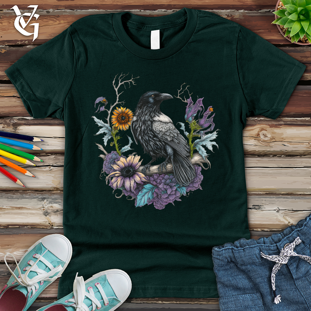 Viking Goods Flower Wreath Raven Youth Tee Forest / L