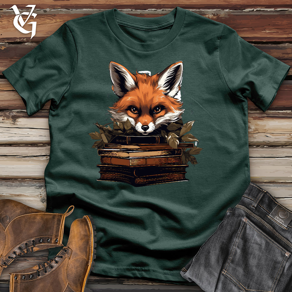 Viking Goods Fox Reading Books Cotton Tee Forest / L