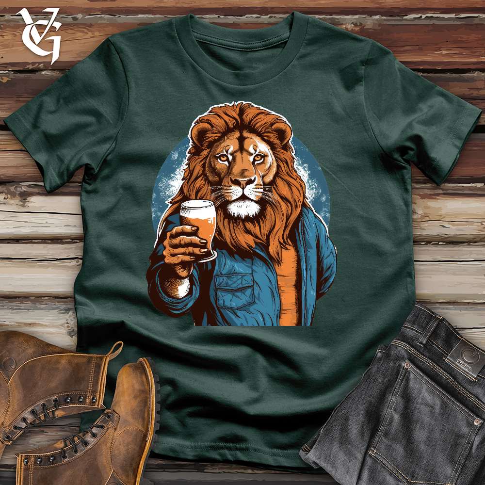 Viking Goods Happy Hour Lion Cotton Tee Forest / L