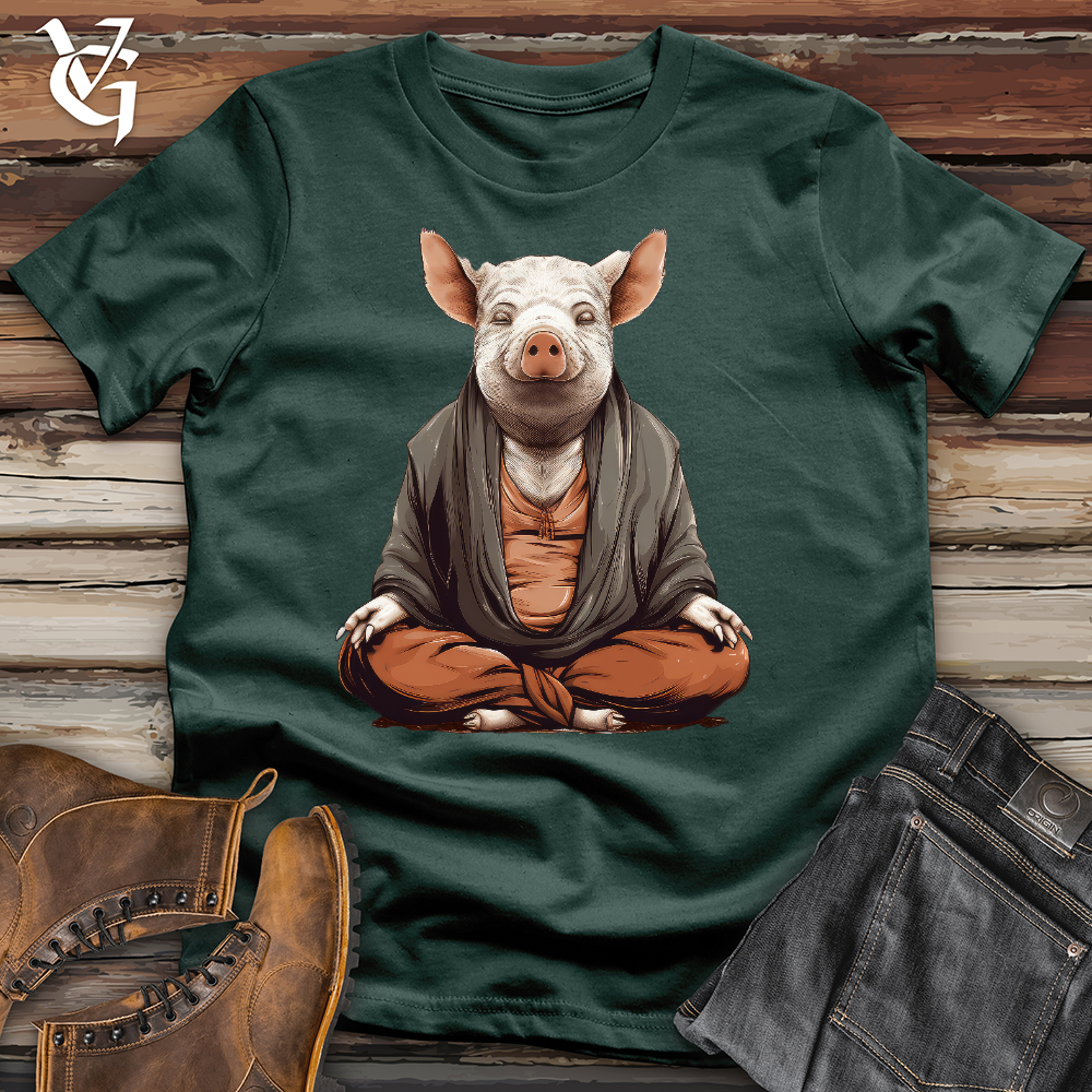 Viking Goods Meditating Pig Cotton Tee Forest / L