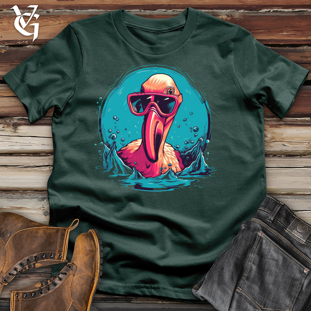 Viking Goods Mischievous Flamingo Cotton Tee Forest / L
