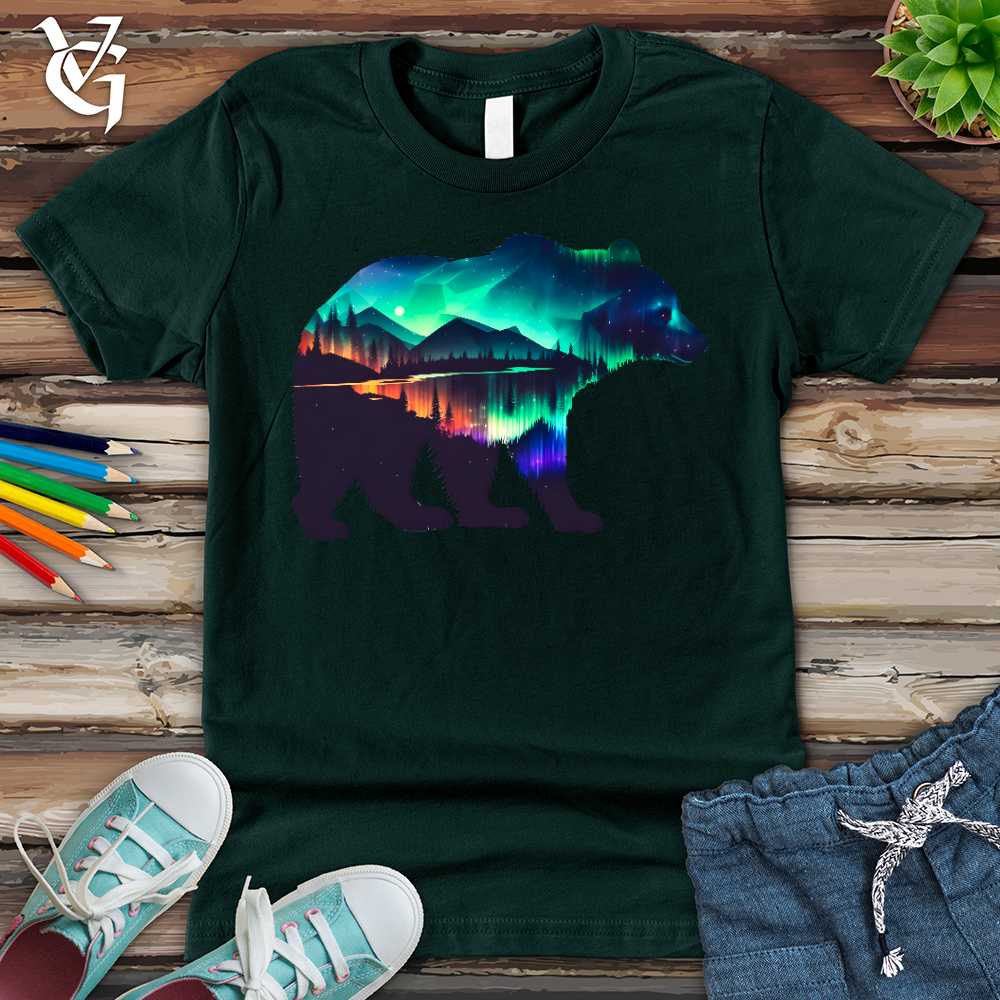 Viking Goods Northern Lights Bear Youth Tee Forest / L