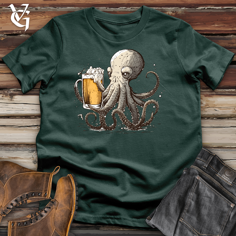 Viking Goods Octopus Happy Hour Cotton Tee Forest / L