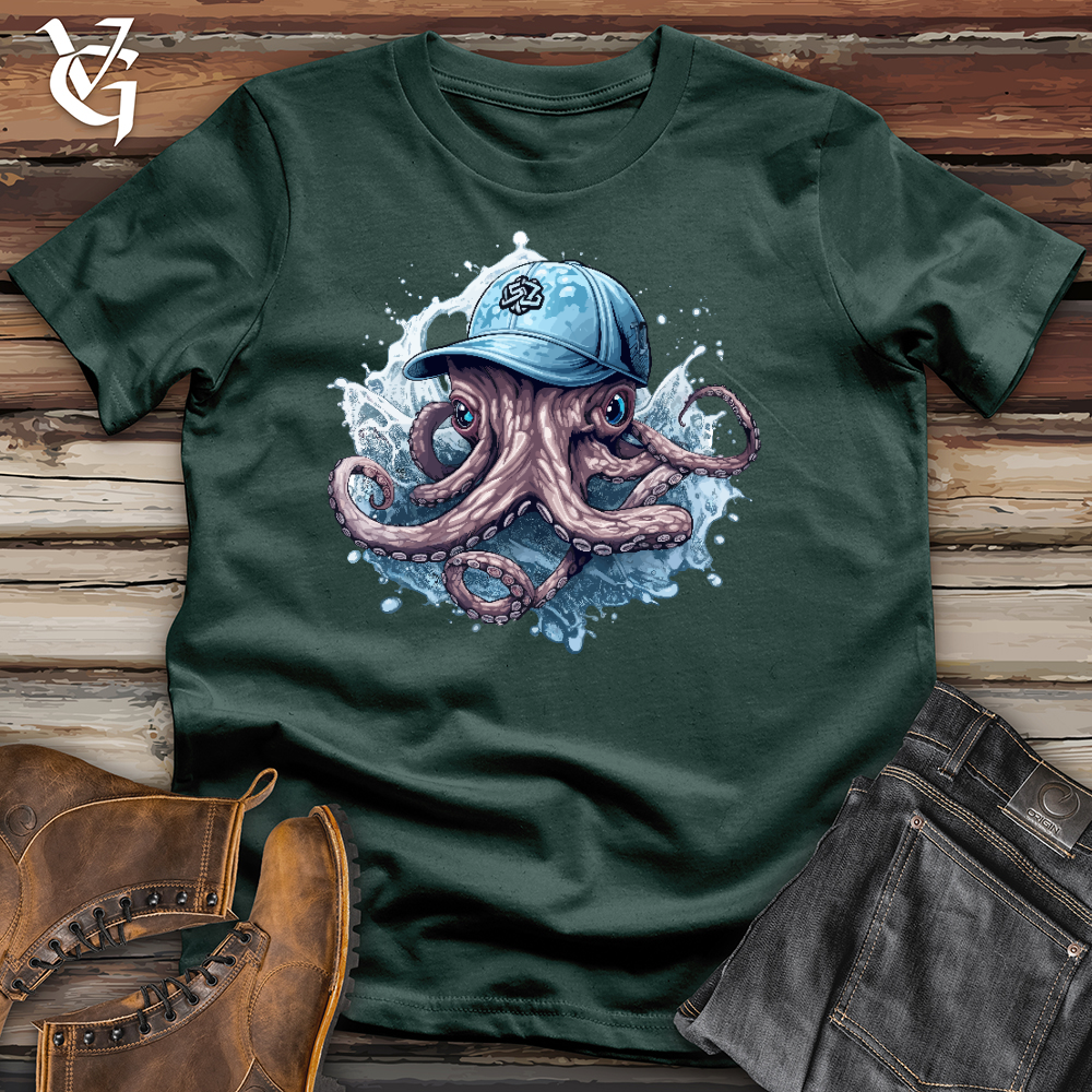 Viking Goods Octopus Wearing a Baseball Cap Cotton Tee Forest / L