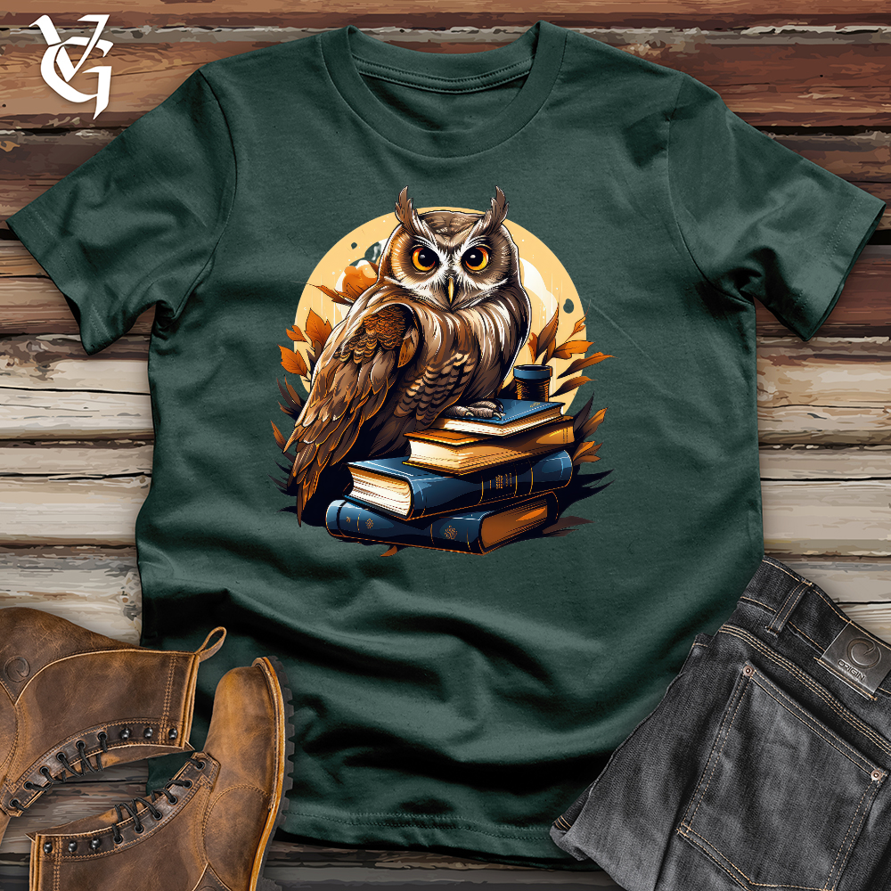 Viking Goods Owl Reading Books Cotton Tee Forest / L