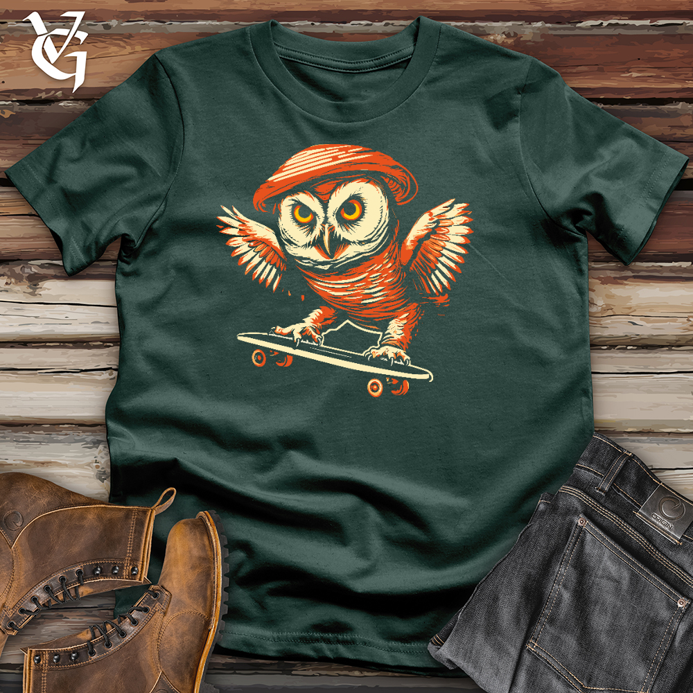 Viking Goods Owl Skate Boarder Cotton Tee Forest / L